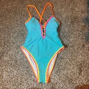POPVIL Beach One Piece Swimsuit High Cut Criss‎ Cross Back Straps Small